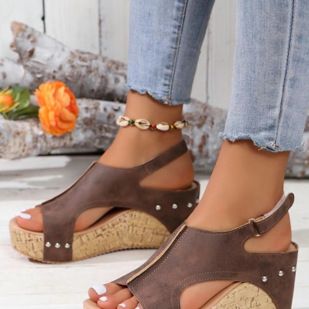 Brown Wedge Sandals